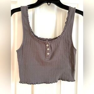 American Eagle Outfitters Gray Ribbed Tank Top